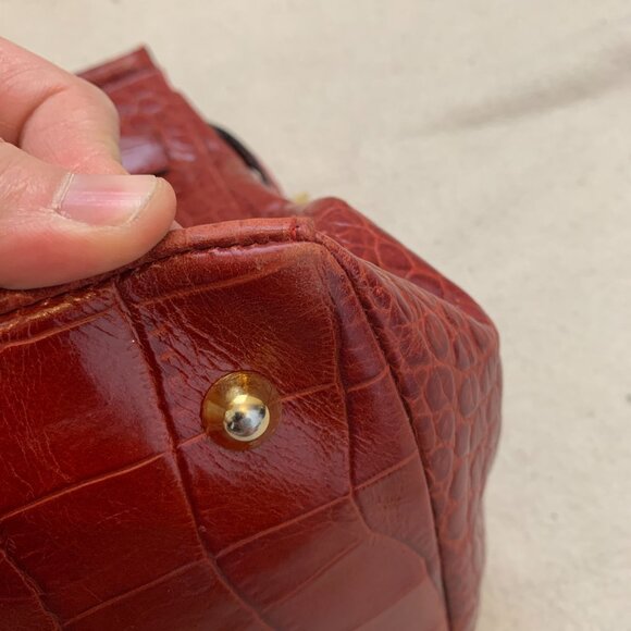 Designer Large Slate Red Crocodile Satchel Bag Made in Italy - Picture 5 of 16